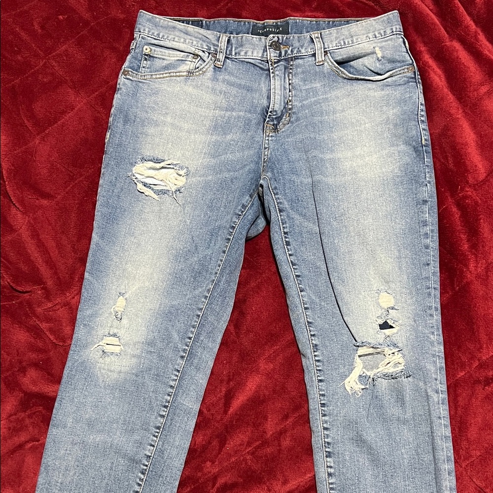 Distressed Blue Jeans